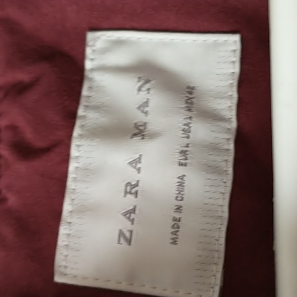 Zara Burgundy Suade-Like Bomber Jacket - Picture 3 of 8